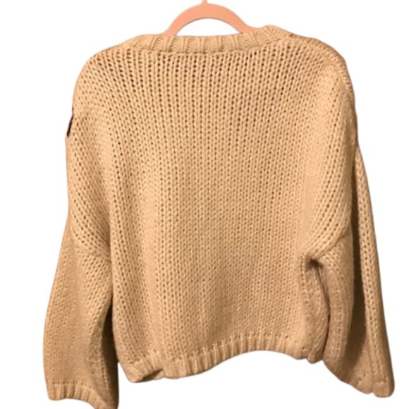 Zara Knit Women's Oversized Chunky Knit Floral Embroidered Sweater Size Small - Picture 6 of 7
